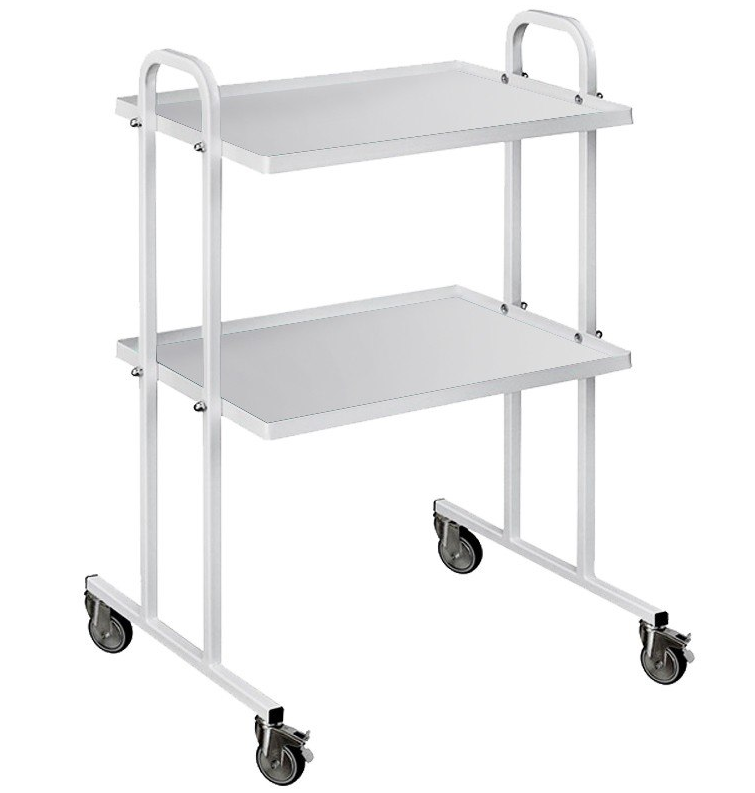 Столик медсестри СМС корпус нержавіюча сталь (полиці скло)